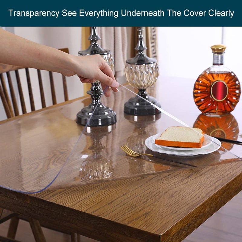 Wadrac Clear Table Protector Plastic Table Cloths PVC Night Stand Table Cover Mat Office Desk Mat Shelf Surface Protection Crystal Children Painting Cover Pad Transprent Rectangular 38x72 inch - Image 4